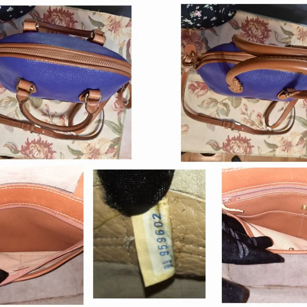 Vintage Dooney & Bourke Norfolk Hand Painted Violet Purple Satchel - Picture 11 of 15